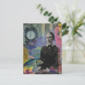 Vintage Frau mit gemischten Medien Postkarte (Stehend Vorderseite)