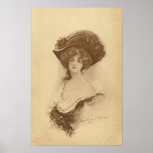Vintage Frau mit Hut Poster (Vorne)