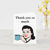 Vintage Frau mit Kaffee-Cup Danke Karte (Gelbe Blume)