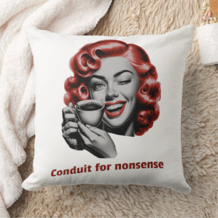 Vintage Frau mit Kaffee Unsinn Kissen