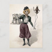 Vintage Frau mit Krampus Doll Postkarte (Vorderseite)