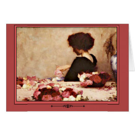 Vintage Frau mit Rosa und Roten Rosen