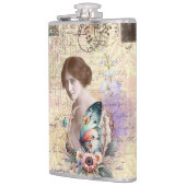 Vintage Frau mit Schmetterling und Flora Flachmann (Links)