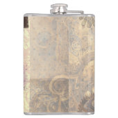 Vintage Frau mit Schmetterling und Flora Flachmann (Rückseite)