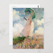 Vintage Frau mit Sonnenschirm gegenüber dem Links Postkarte (Vorne/Hinten)