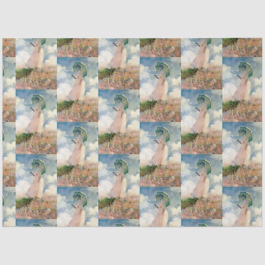 Vintage Frau mit Sonnenschirm gegenüber dem Links  Seidenpapier (Vorderseite)