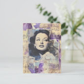 Vintage Frau Mixed Media Collage Postkarte (Stehend Vorderseite)