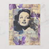 Vintage Frau Mixed Media Collage Postkarte (Vorderseite)