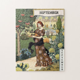 Vintage Frau monatliche Gartenarbeit SEPTEMBER far Puzzle