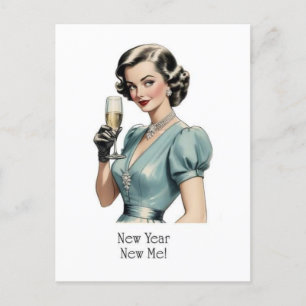 Vintage Frau Neujahr Postkarte