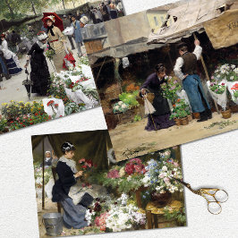 Vintage Frau Pariser Blume Geschenkpapier Set