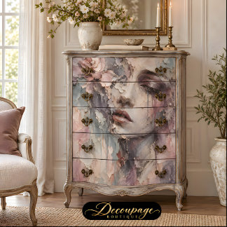 Vintage Frau Pastell Blumen Decoupage Seidenpapier
