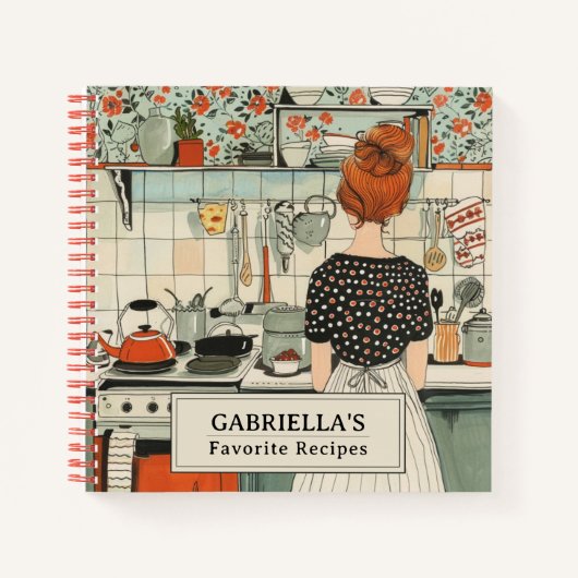 Vintage Frau Personalisierte Rezept-Notebook Notizblock (Vorderseite)