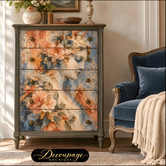 Vintage Frau Pfirsichrosen-Decoupage Seidenpapier