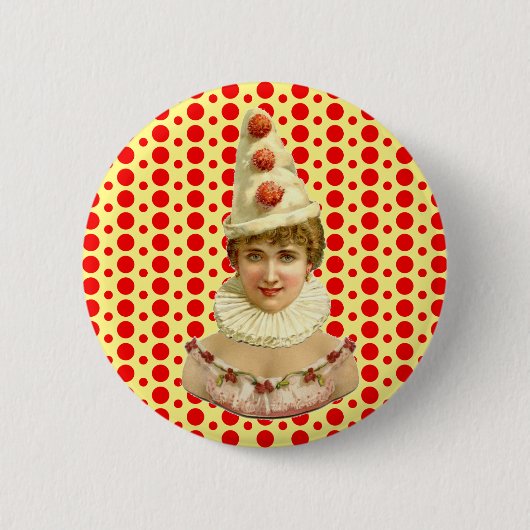 Vintage Frau Pierrot Button (Vorderseite)
