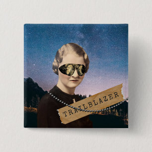 Vintage Frau Pionierin Kitsch Veränderte Kunst Button