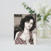 Vintage Frau Postkarte (Stehend Vorderseite)