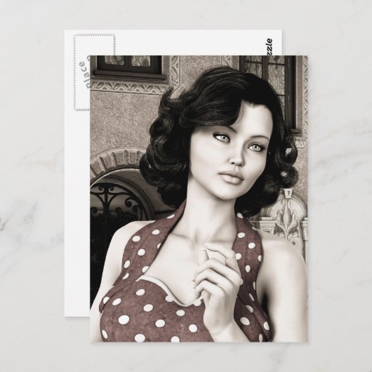 Vintage Frau Postkarte (Vorne/Hinten)