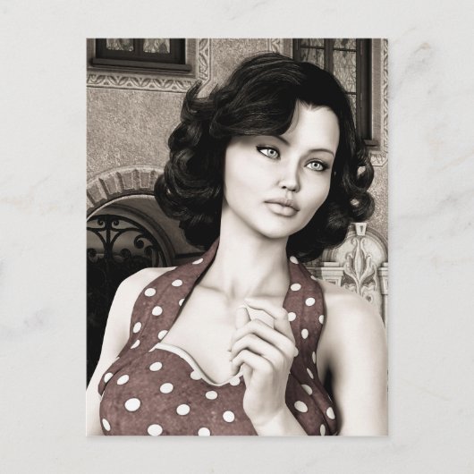 Vintage Frau Postkarte (Vorderseite)