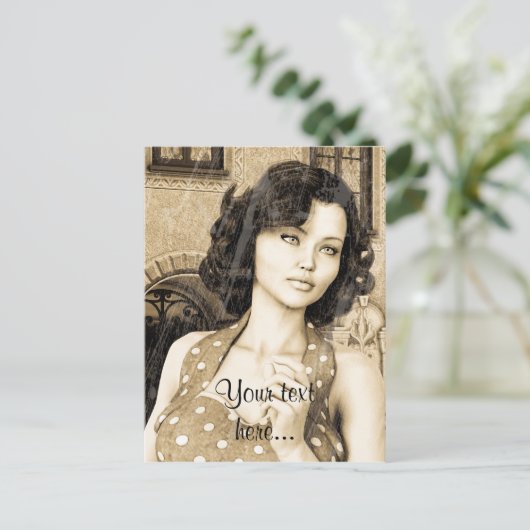 Vintage Frau Postkarte (Stehend Vorderseite)