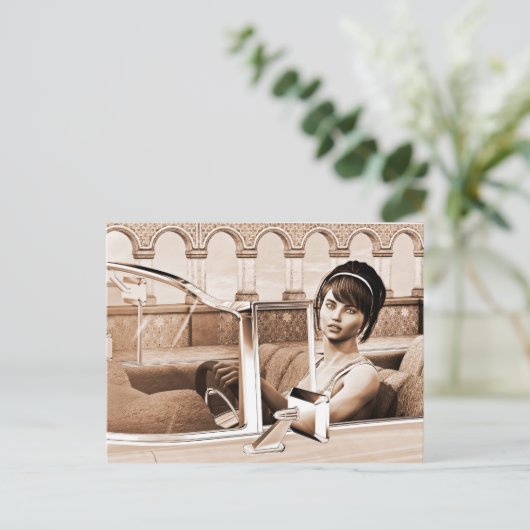 Vintage Frau Postkarte (Stehend Vorderseite)