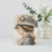 Vintage Frau Postkarte (Stehend Vorderseite)