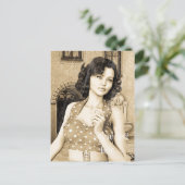 Vintage Frau Postkarte (Stehend Vorderseite)