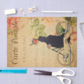 Vintage Frau Rad mit Hund Französisch Seidenpapier (Handwerk)