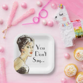 Vintage Frau Retro-Illustration sarcasm Zitat Pappteller (Party)