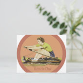Vintage Frau Rower Postkarte (Stehend Vorderseite)