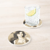 Vintage Frau Sandstein Untersetzer (Seite)