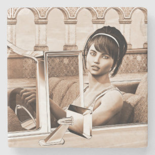 Vintage Frau Steinuntersetzer
