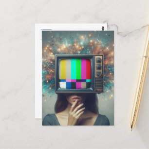 Vintage-Frau TV sprengt ihren Verstand Postkarte