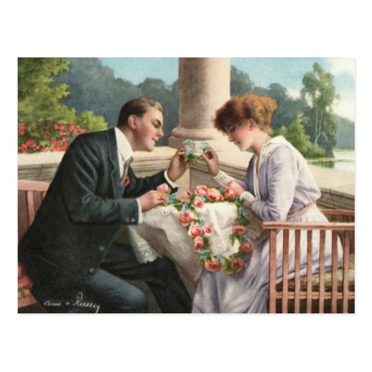 Vintage Frau und Herr, Liebe Postkarte