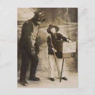 Vintage Frau und Mann im Affenkostüm Postkarte