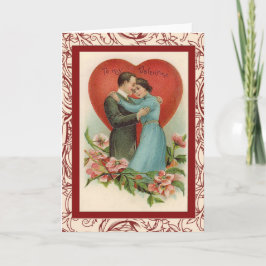 Vintage Frau und Mann im Herzen des Valentins Feiertagskarte