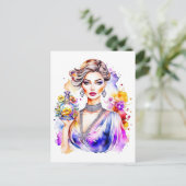 Vintage Frau und Parfümflasche Postkarte (Stehend Vorderseite)