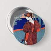 Vintage Frau und Pfau Button (Vorne & Hinten)