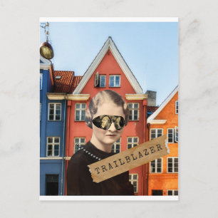 Vintage Frau Wegbereiter Kitsch Veränderte Kunst Postkarte
