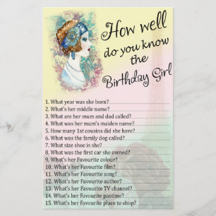 Vintage Frau Wie gut kennen Sie Geburtstag?