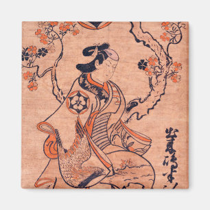 Vintage Frau Zeichnend Dekishima Hanya Sitzplatz Magnet
