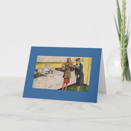 Vintage Frau zeigt Casserole an Ältere Karte (Vorderseite)