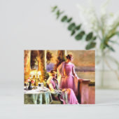 Vintage Frauen am Tisch Postkarte (Stehend Vorderseite)