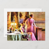 Vintage Frauen am Tisch Postkarte (Vorne/Hinten)