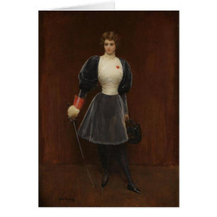 Vintage Frauen-Fechter-Karte
