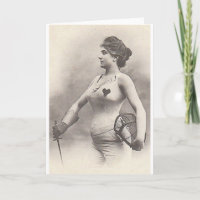 Vintage Frauen-Folien-Fechter-Anmerkungs-Karte