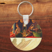 Vintage Frauen, Geist und Jack der Laternen Schlüsselanhänger (Vorderseite)