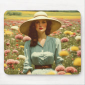 Vintage Frauen im Bereich Blume Mousepad (Vorne)