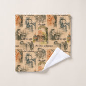 Vintage Frauen im Stadtrat Zeichnend Badhandtuch Set (Waschlappen)