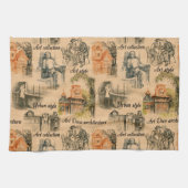 Vintage Frauen im Stadtrat Zeichnend Geschirrtuch (Horizontal)
